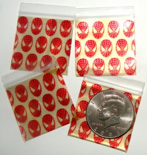 100 Spider Hero Design Apple Baggies 1.5 x 1.5 in.