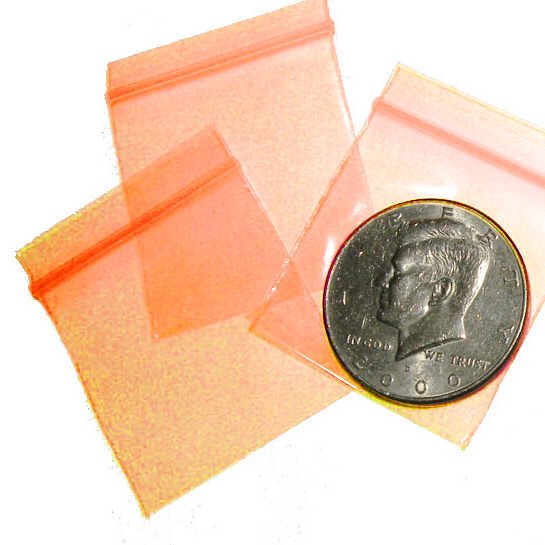 1000 Orange Apple Baggies 1.5 x 1.5" Small Ziplock Bags 1515