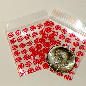 100 Red Dice 2 x 2" Apple Baggies 2020