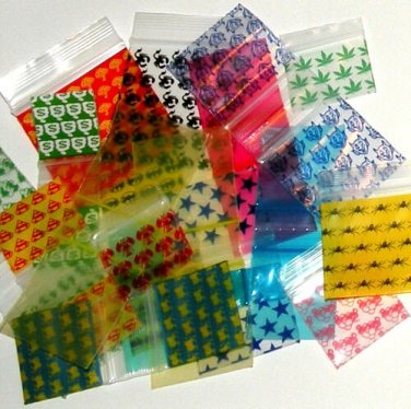 100 Mixed Designs Baggies 1034 zip lock 1 x 0.75" Apple&Acirc;&reg; brand