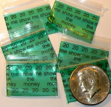 Show Me the Money! 100 Apple Baggies 1.5 in x 1 in. Minizip Bags 1510