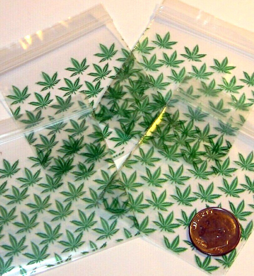 100 Green Leaves Apple Baggies 2 x 2" Small Zip Bags 2020