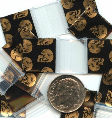 100 Skull Design Apple Baggies 5858 zip lock bags 5/8" x 5/8"