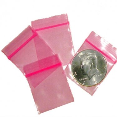 100 Pink Apple Baggies 1.25 x 1.25 inch Small Ziplock Bags