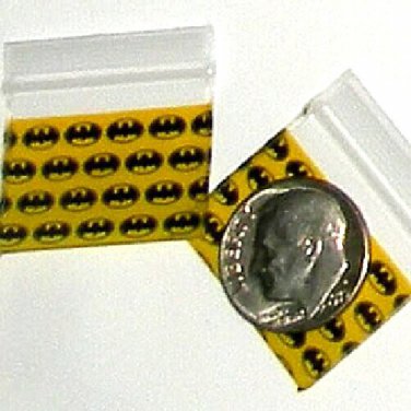 100 Batman Apple Baggies  1 x 0.75" Small Zip Bags 1034