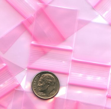 100 Pink Apple Baggies 1 x 1 in. Small Zip lock Bags