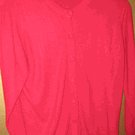 Ladies Hot Pink Red Button Front Cardigan Sweater