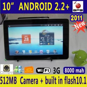 2011 Newest tablet pc Android 2.2 OS 10" WIFI 3G GPS Camera HDMI 1GMHz, DDR 512, RAM 4GB