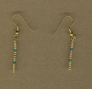 Gold and Green Beaded Earrings