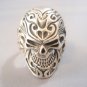 Sterling Silver Ring 925 Sugar Skull Flowers Tattoo Wings Ring Unique
