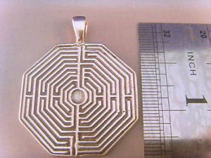 STERLING  SILVER  Greek LABYRINTH Maze PENDANT Necklace