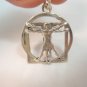 Vitruvian Man Leonardo Da Vinci Solid Silver Sterling Pendant By Ezi Zino
