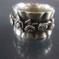 vintage israel ornate roses Band ring  sterling silver 925