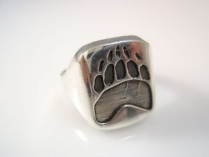 Ezi Zino Jewelry Designer Bear Claw/Paw signet ring Solid Sterling Silver 925