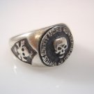 STERLING SILVER 925 MASONIC SKULL FREE MASONS  RING