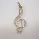 music symbol charm Sol key, G-clef music note pendant Solid Sterling Silver 925