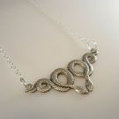 vintage Egypt Two Snakes Sterling Silver necklace pendant