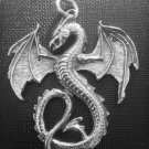 Large Sterling Silver Detailed Dragon Pendant Necklace