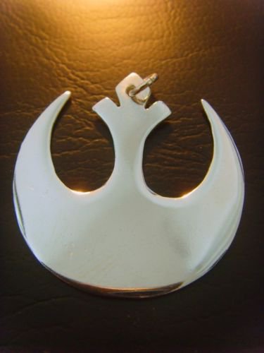Star Wars Insignia on wood Rebel jewel pendant soild sterling silver 925