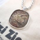 Ezi zino Roman dog tag Brass coin Pendant Handmade solid Sterling Silver 925