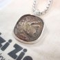 Ezi zino Roman dog tag Brass coin Pendant Handmade solid Sterling Silver 925