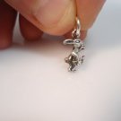 Tiny Rabbit Bunny charm pendant Solid Sterling Silver 925