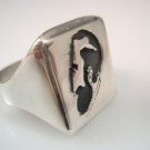 Sigmund Freud Portrait Shadow Woman ring sterling Silver 925