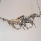 Solid Sterling Silver 925 Vintage mustang Horse Pendant with Necklace