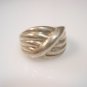 Vintage Puffy Scalloped Stripe Sterling Silver 925 ring