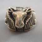 Ezi Zino Solid Sterling Silver 925 Goat Devil Jewelry Art Mens Ring BIKER OUTLAW
