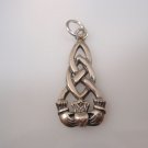 Ladies Irish Claddagh Love & Friendship Celtic pendant Solid Sterling Silver 925