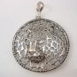 Tiger Puma Jaguar Panther round lace Solid Sterling Silver 925 Pandent