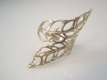 long Leaf Vintage Style Solid Sterling Silver 925 Ring