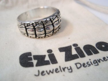 Original Ezi zino Crocodile alligator Texture solid sterling silver 925 ring
