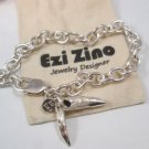 Ezi zino sterling silver 925 Mans Bracelet TEETH ALLIGATOR EMBOSSED Crocodile