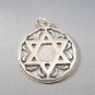 round Star of David  magen david Judaica Sterling Silver 925 Pendant