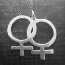 FEMALE SYMBOL PENDANT NECKLACE GAY LESBIAN RAINBOW sterling silver 925