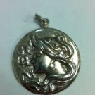 Solid Sterling Silver 925 Vintage Cameo Lady Head Pendant