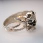 cat ring solid sterling silver 925 - Animal pet ring two cat ring