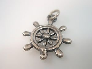 Steering Wheel nautical pendant Solid Sterling Silver 925