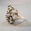 Israel Delini Designers Hand Made Art Modern Square Solid Silver Sterling Ring