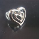 SOLID Sterling Silver 925 Heart love Lovers Hearts Shape Stylish Fashion RING