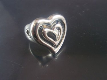 SOLID Sterling Silver 925 Heart love Lovers Hearts Shape Stylish Fashion RING