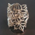 Sterling Silver Ring 925 Fabric Lace Flowers Ring