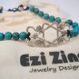 Ezi zino sterling silver 925 star of david Turquoise natural Beads 6mm Bracelet