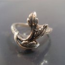Israel Delini Designers Hand Made Art Branch with Leaves  Silver Sterling ring