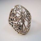 Solid Sterling Silver Ring 925 Lace Butterfly Flower Ring ISRAEL DELINI Designer