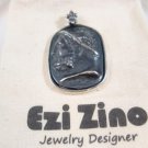 Ezi zino Roman dog tag Oxidized coin Pendant Handmade solid Sterling Silver 925