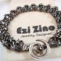 Original Ezi zino star Link Oxidized Heavy Bracelet with Black Diamonds