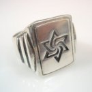 Hexagram star of david signet Ring Solid Sterling Silver 925 by EZI ZINO